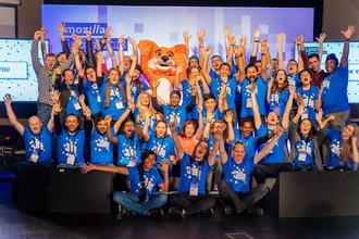 MozFest Volunteers on stage