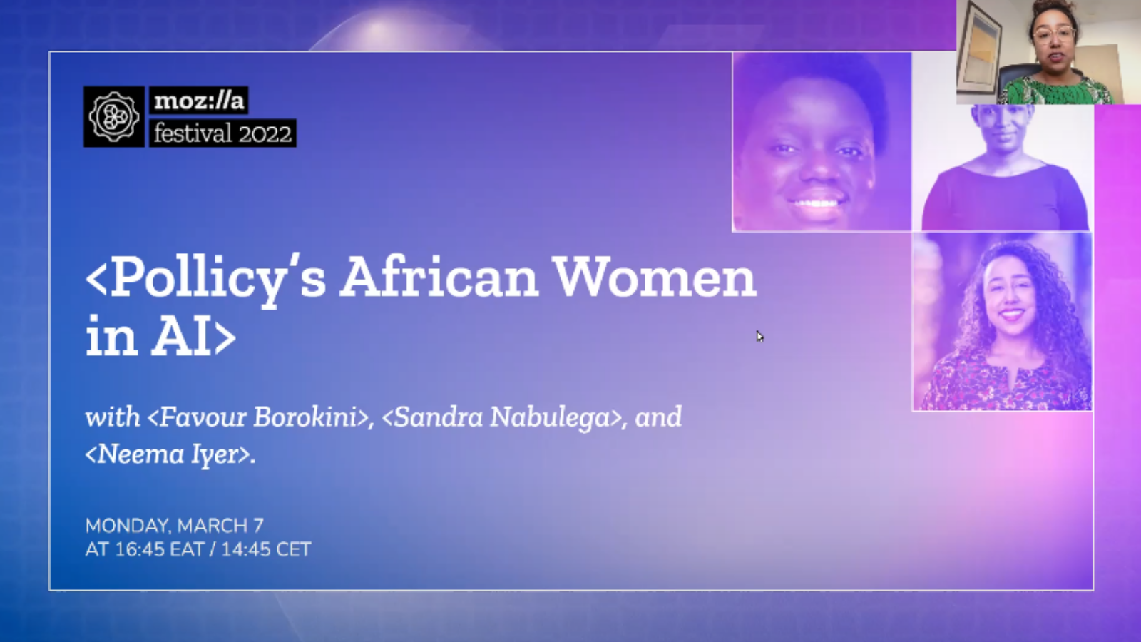 African Women in Artificial Intelligence Project MozFest 2022 Session Graphic