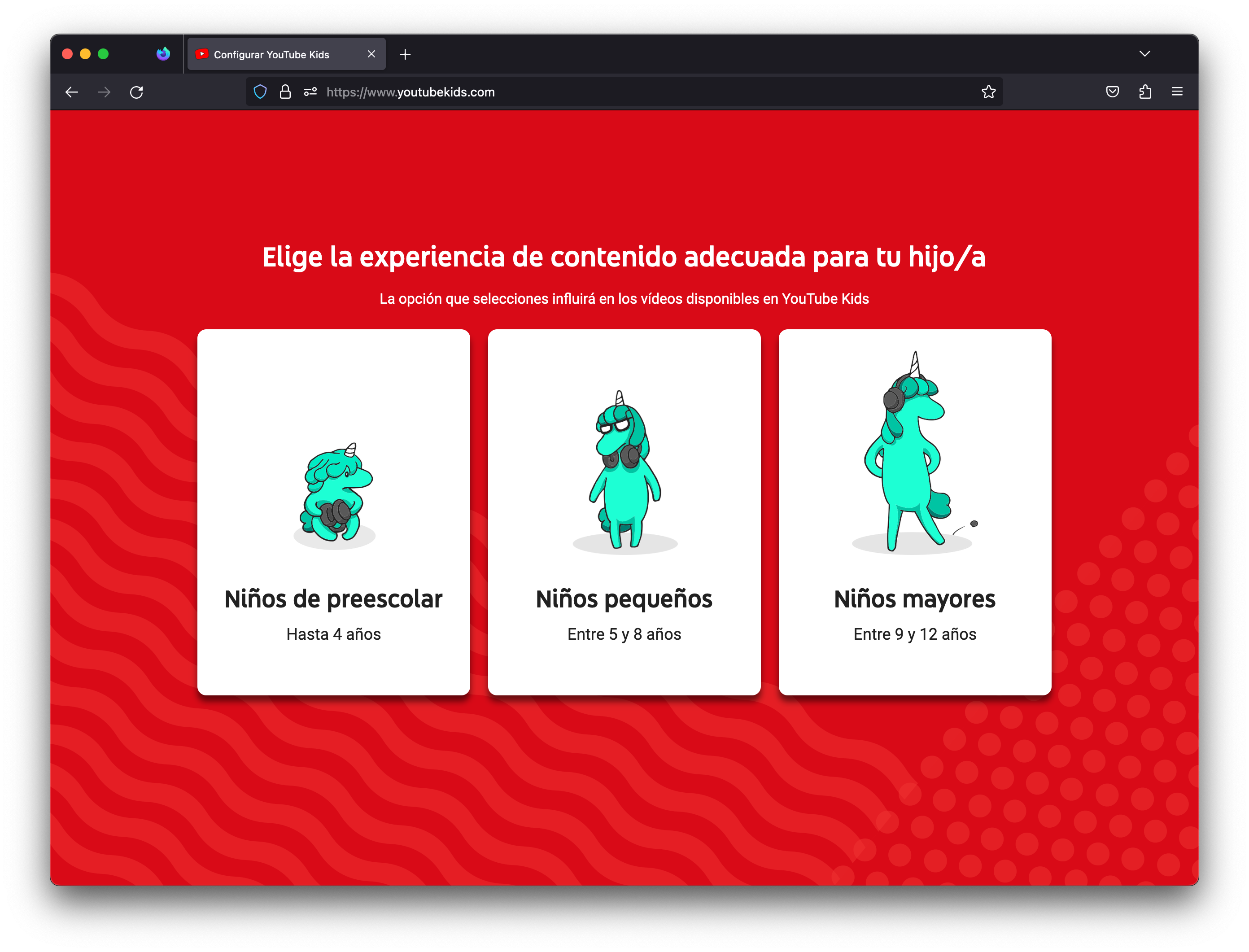 Los padres seleccionan el rango de edad al que pertenece su hijo antes de que pueda usar YouTube Kids