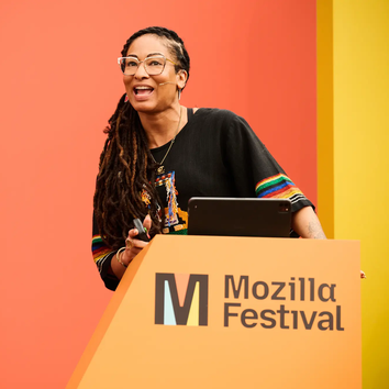 Ruha Benjamin on stage at Mozilla Festival 2025