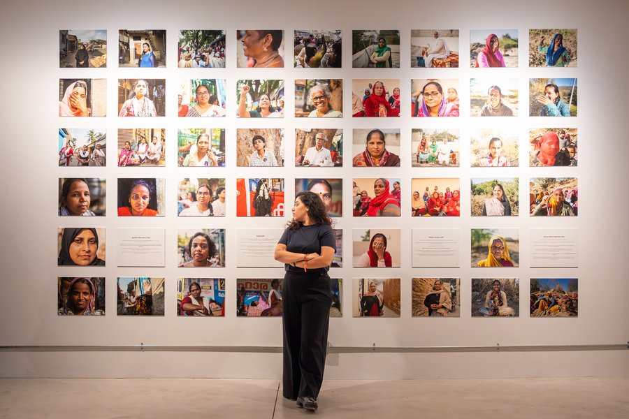 Priya Goswami pictured at MozFest 2025 in front of her art installation