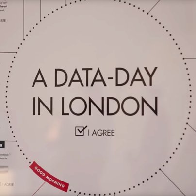 black text that reads "A Data Day In London" on white background with dotted line circle around it