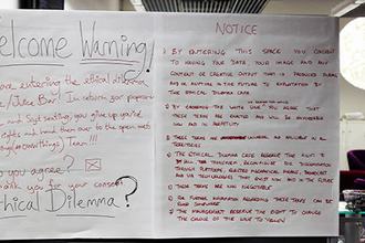 Ethical Dilemma Cafe - Welcome Warning Sign