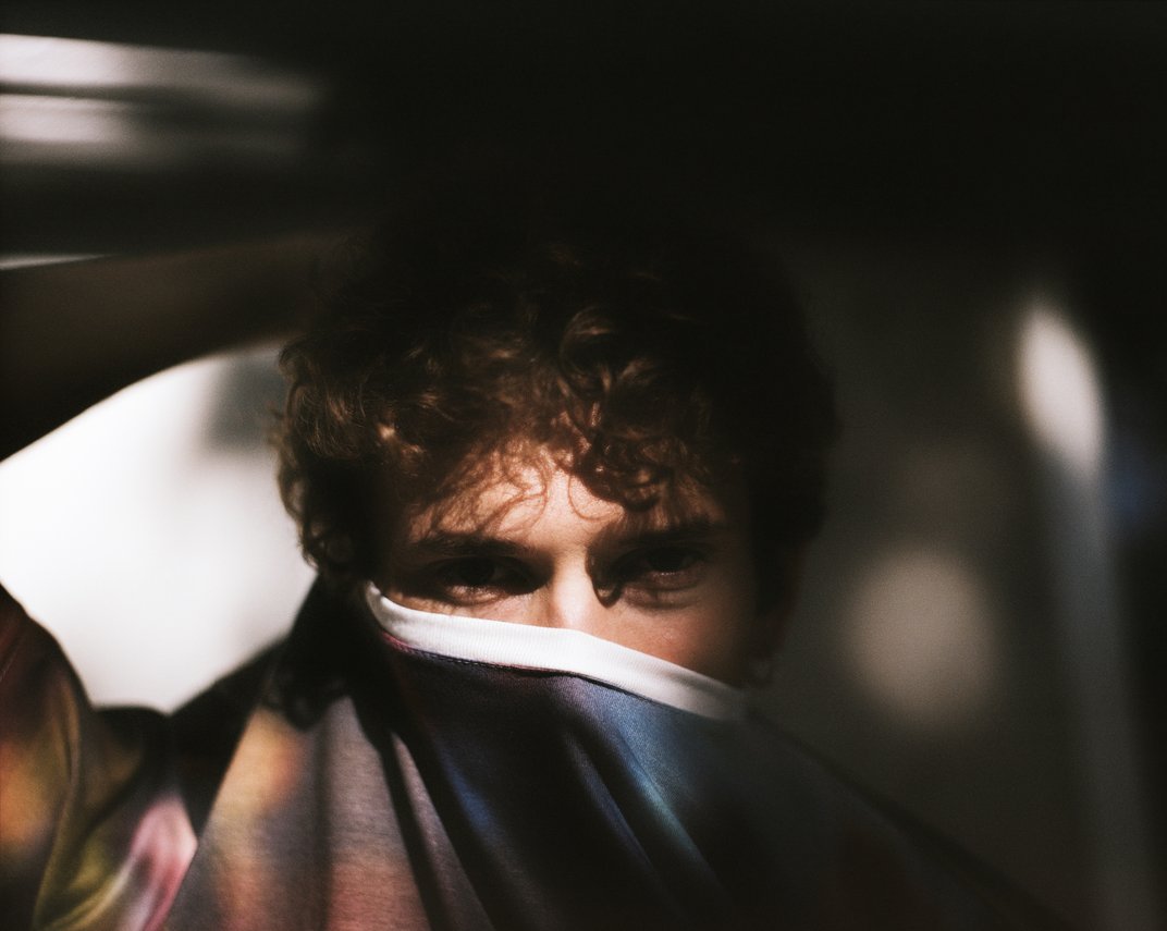 A model wearing antisurveillance fashion.