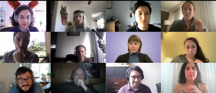 Open Climate Now! Next steps for the intersection of open and the climate crisis Zoom shot of the 12 people facilitating the session/.