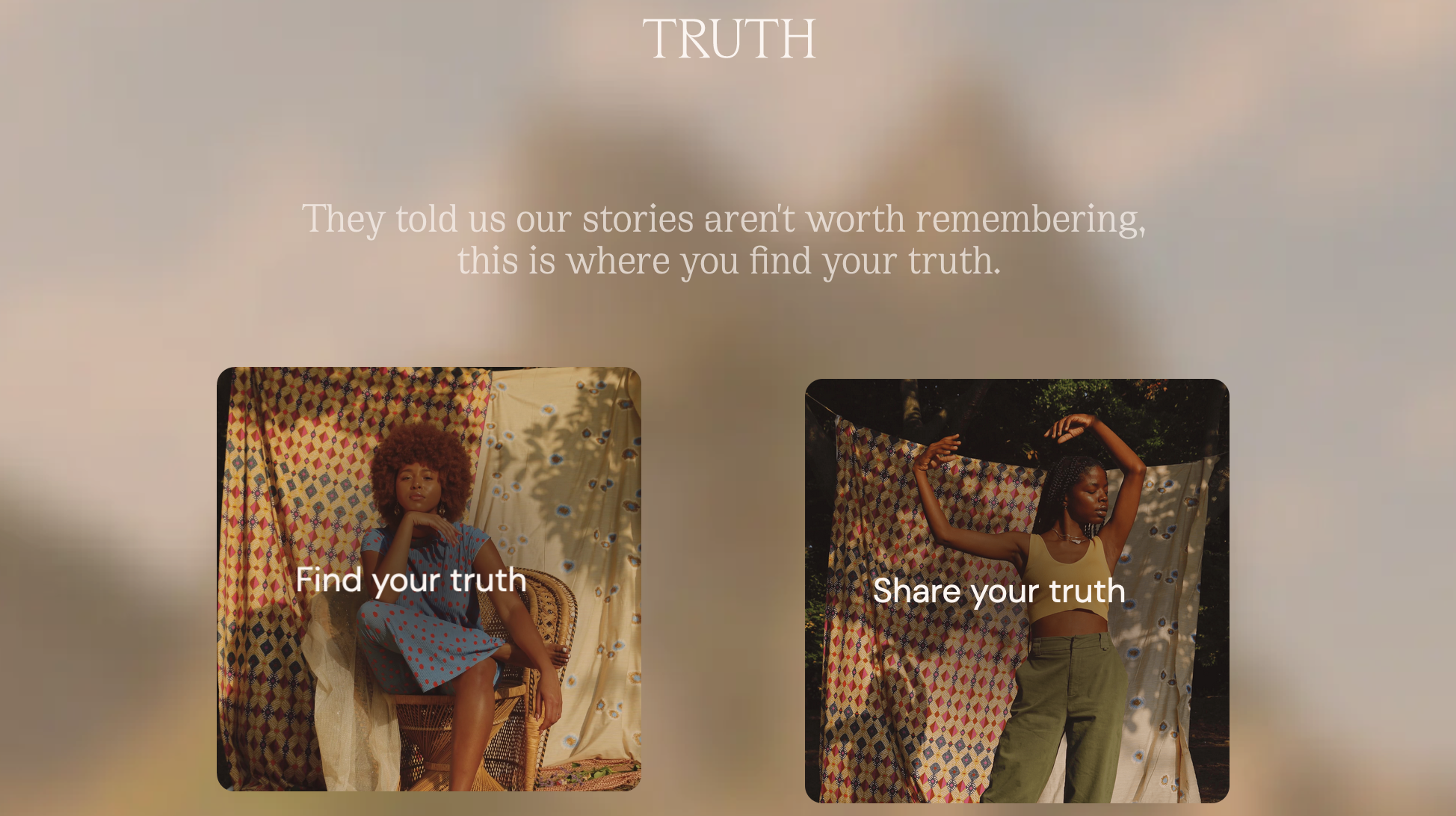 A screenshot from the TRUTH website