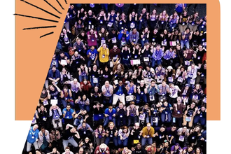 Crowd from above with graphic elements - MDC branded