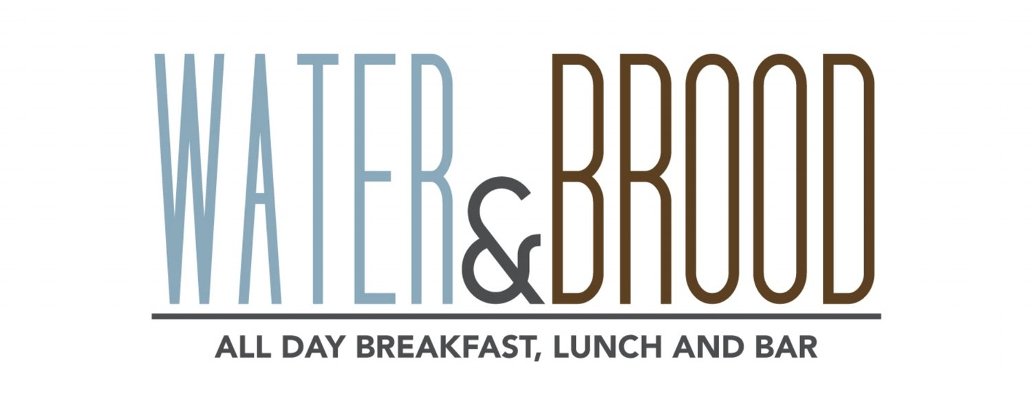 Water & Brood logo in large letters with smaller tagline "All Day Breakfast Lunch and Bar"