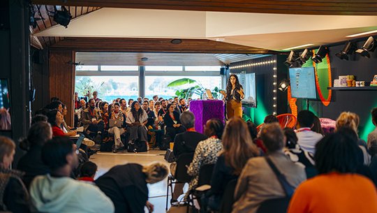 An image of the keynote session taking place at MozFest Hosue Amsterdam