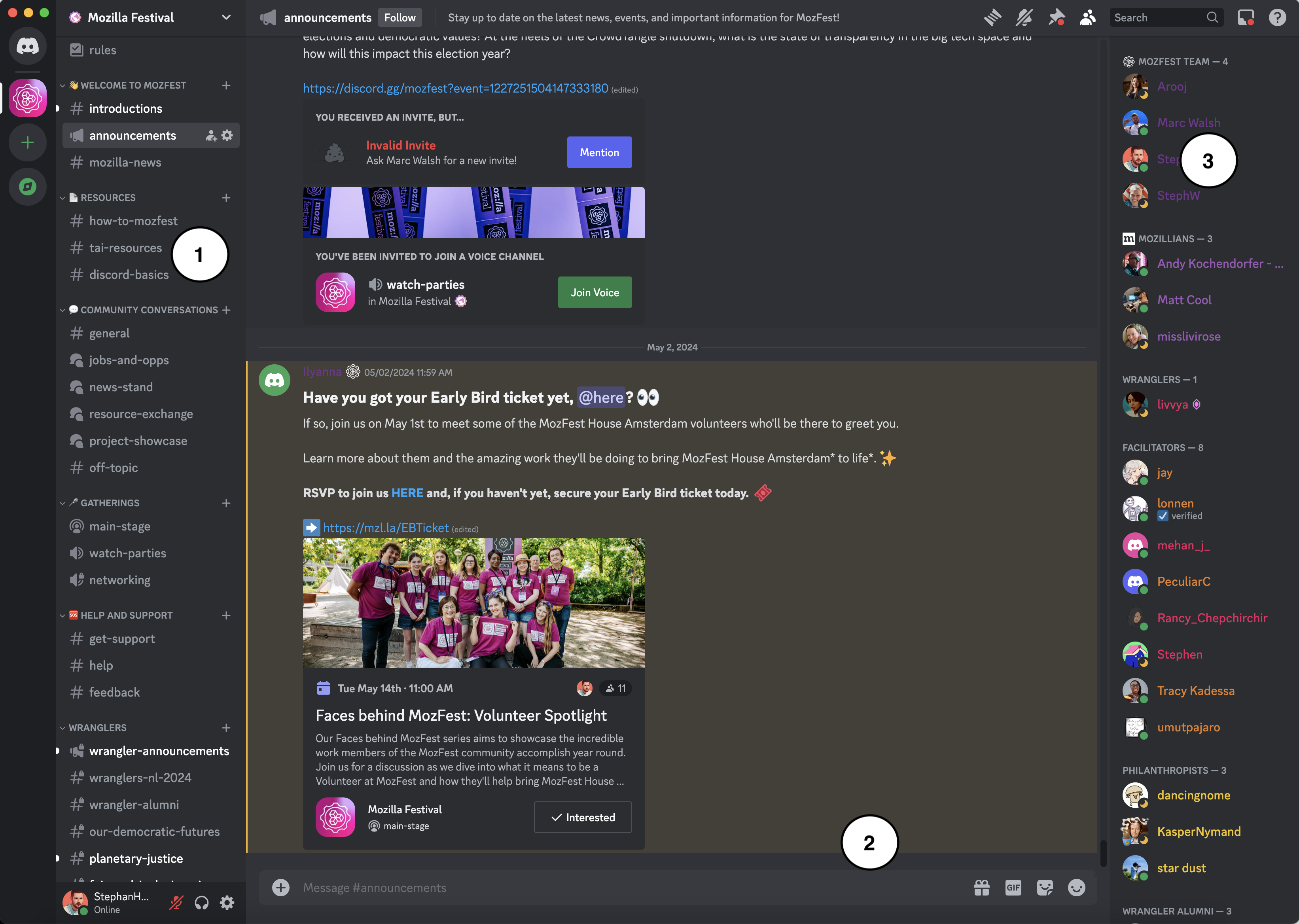An image of the MozFest Discord server