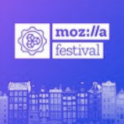 mozilla festival logo over a purple cityscape